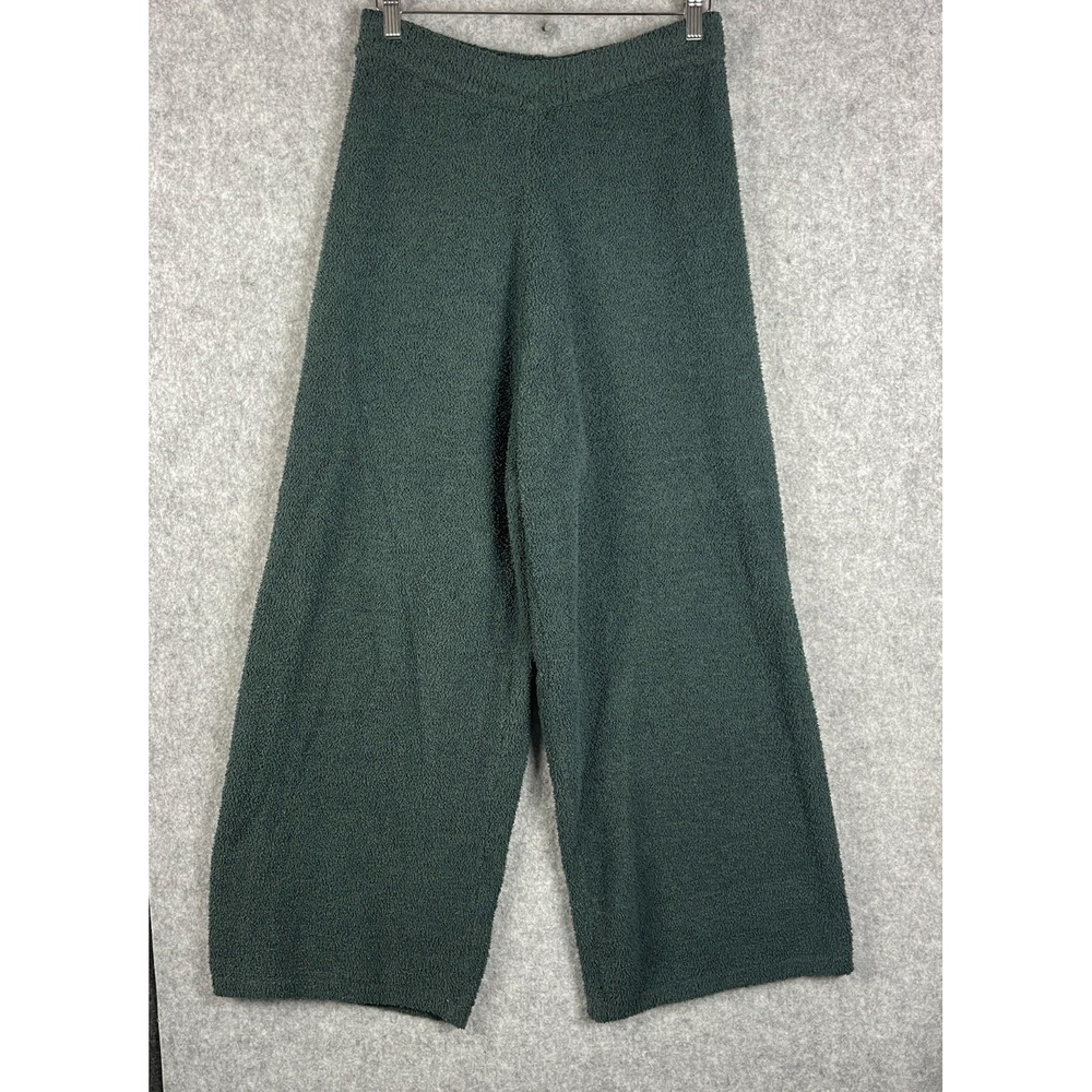 Natural Life Fuzzy Teddy Pants Womens Medium Green Wide Leg Pull On Lounge